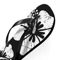 "The Classic Hibiscus" Flip Flop - Distressed Black