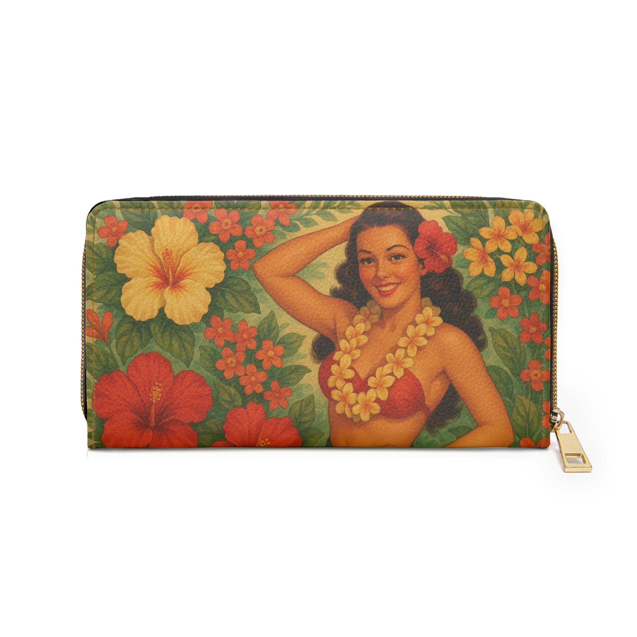 South Pacific “Vintage Hula Bloom” Zipper Wallet
