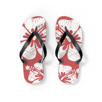 "The Classic Hibiscus" Flip Flop - Distressed Red