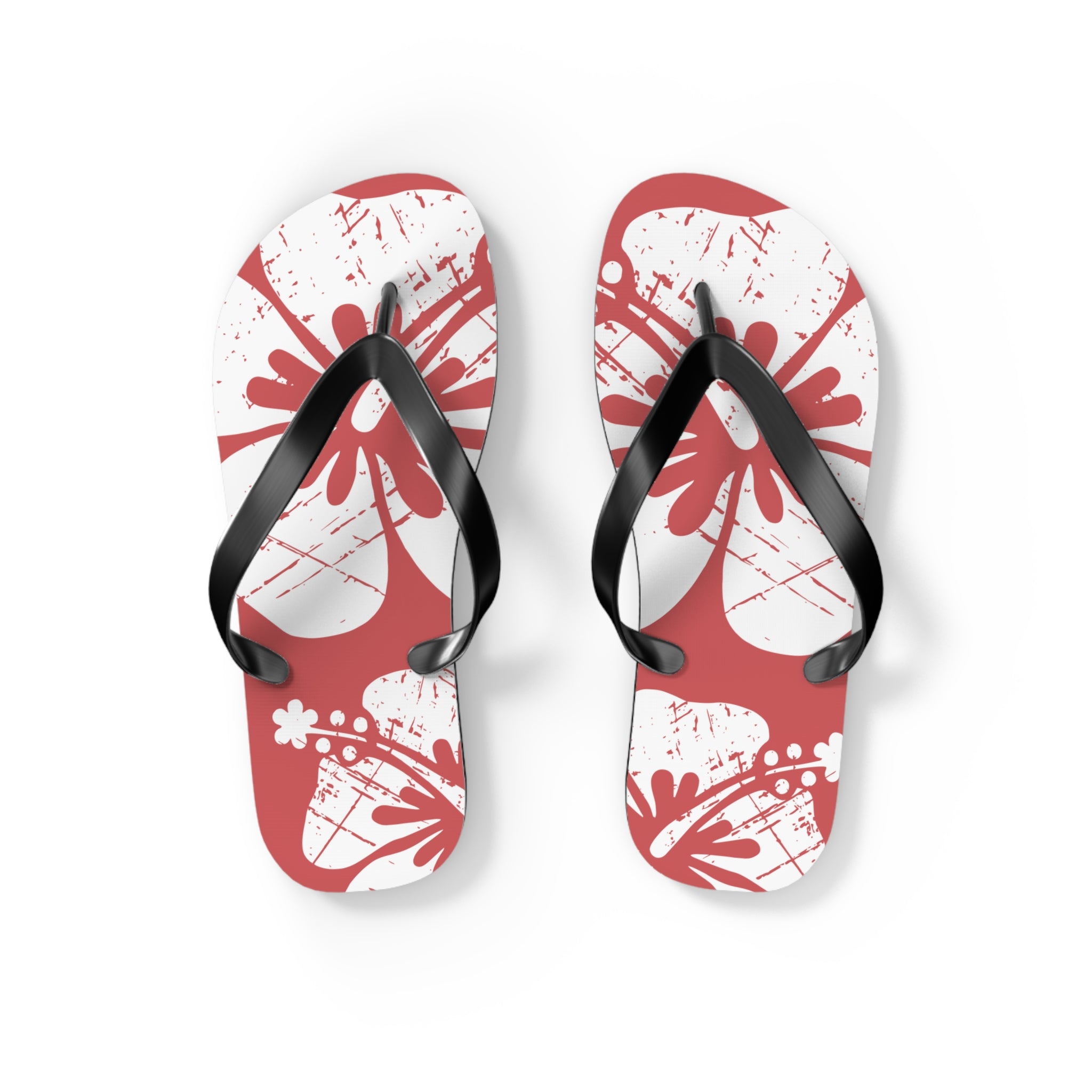 "The Classic Hibiscus" Flip Flop - Distressed Red