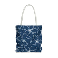 "Plumeria" Tote Bag - Blue and White