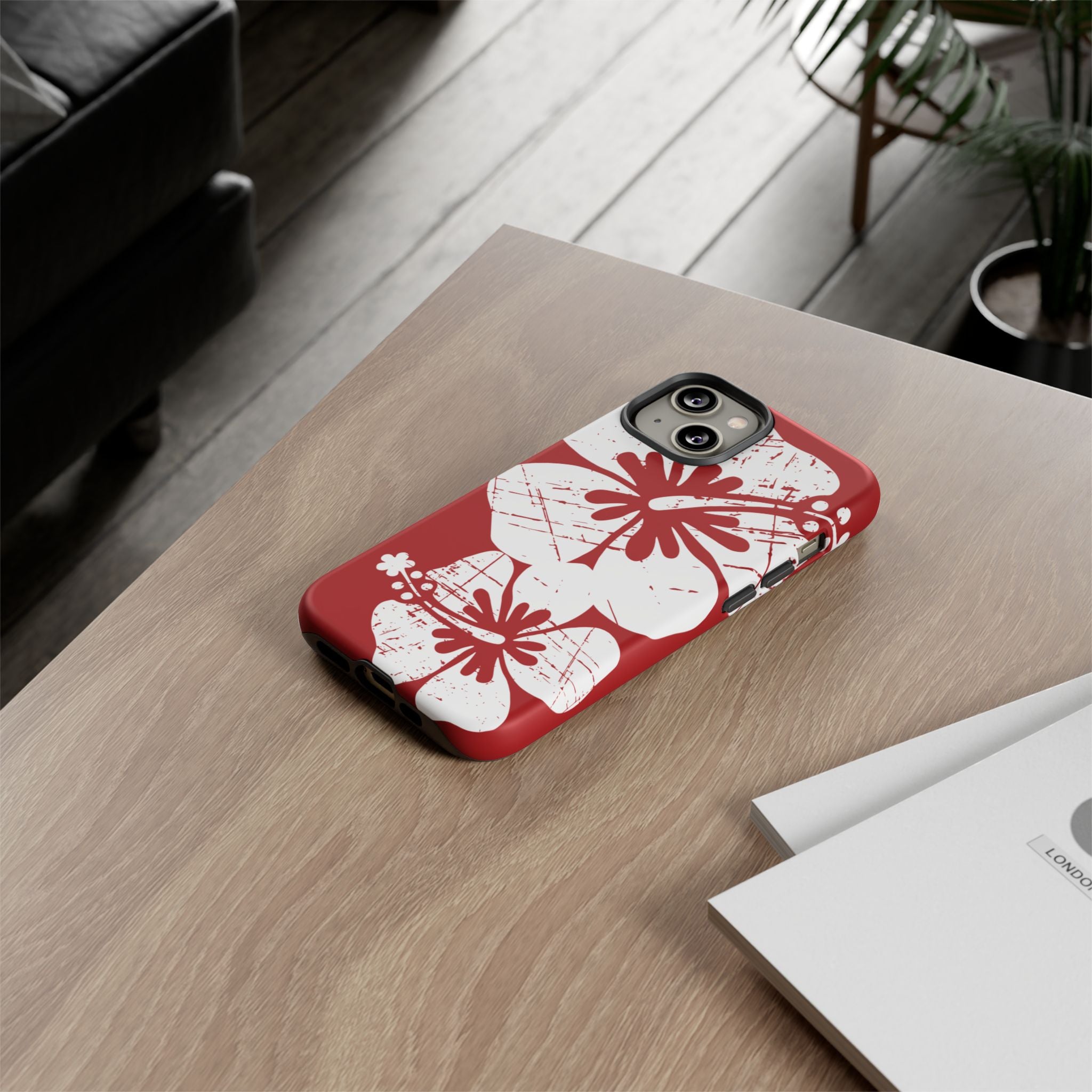 "The Classic Hibiscus" Phone Case -  Destressed Red