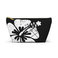 "The Classic Hibiscus" Accessory Pouch w T-bottom - Distressed Black