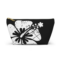 "The Classic Hibiscus" Accessory Pouch w T-bottom - Distressed Black