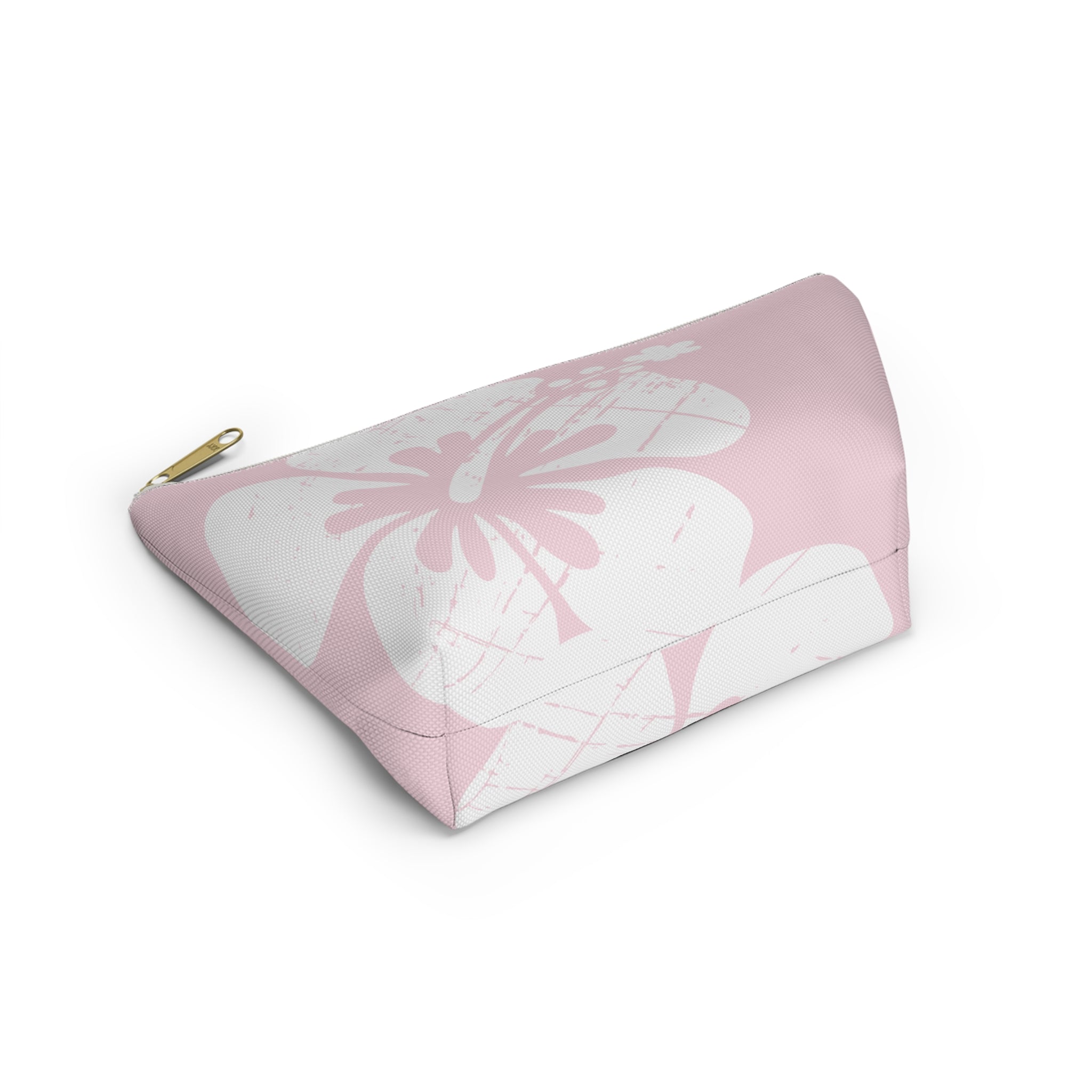 "The Classic Hibiscus" Accessory Pouch w T-bottom - Distressed Pink