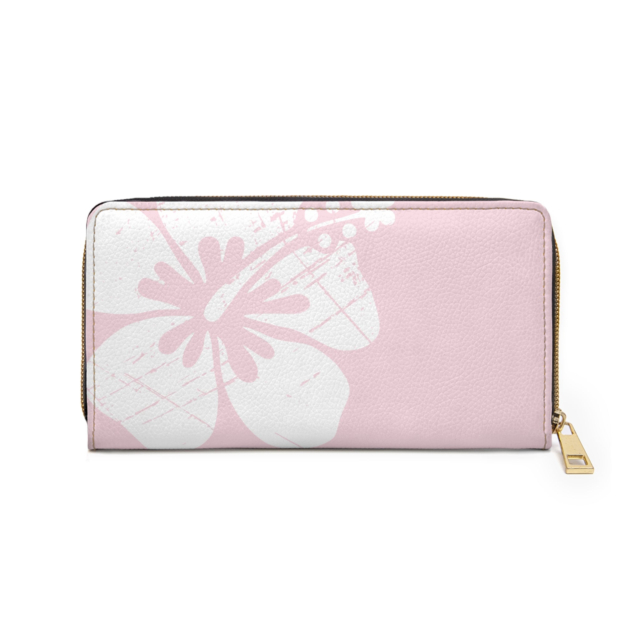 "The Classic Hibiscus" Zipper Wallet - Distressed Pink