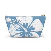 "The Classic Hibiscus" Accessory Pouch w T-bottom - Distressed Blue