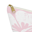 "The Classic Hibiscus" Accessory Pouch w T-bottom - Distressed Pink