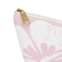"The Classic Hibiscus" Accessory Pouch w T-bottom - Distressed Pink