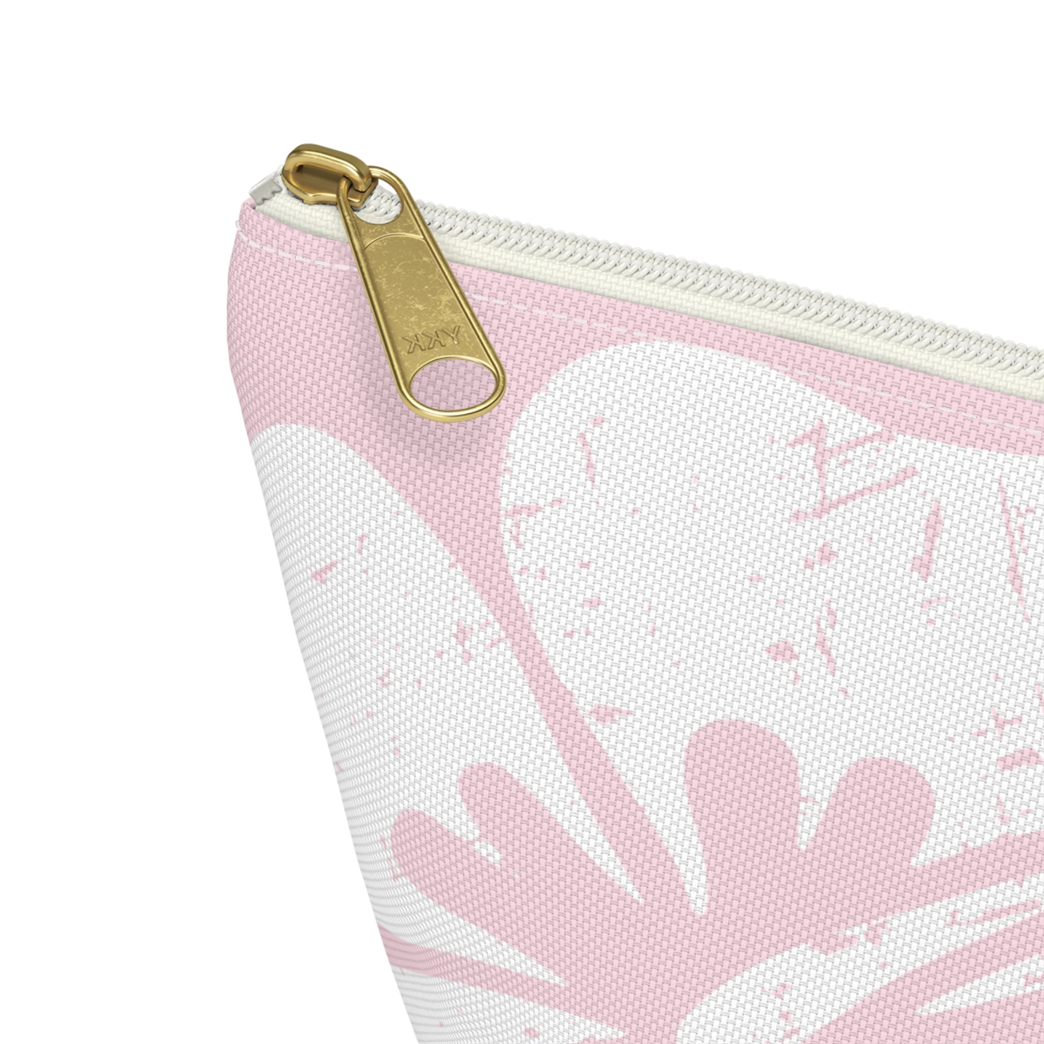 "The Classic Hibiscus" Accessory Pouch w T-bottom - Distressed Pink