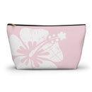 "The Classic Hibiscus" Accessory Pouch w T-bottom - Distressed Pink