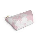 "The Classic Hibiscus" Accessory Pouch w T-bottom - Distressed Pink