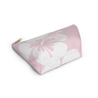 "The Classic Hibiscus" Accessory Pouch w T-bottom - Distressed Pink