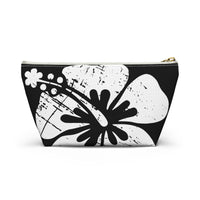 "The Classic Hibiscus" Accessory Pouch w T-bottom - Distressed Black
