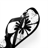 "The Classic Hibiscus" Flip Flop - Distressed Black