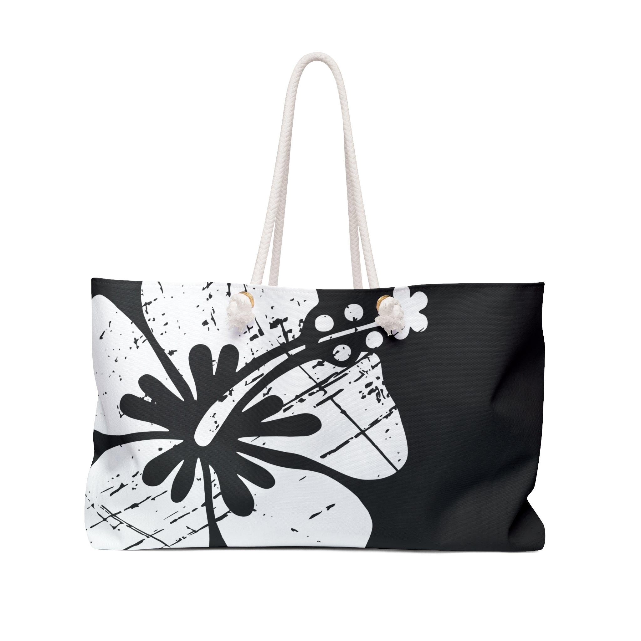 "The Classic Hibiscus" Beach Bag - Distressed Black