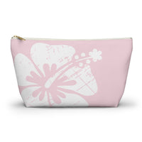 "The Classic Hibiscus" Accessory Pouch w T-bottom - Distressed Pink