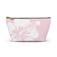 "The Classic Hibiscus" Accessory Pouch w T-bottom - Distressed Pink