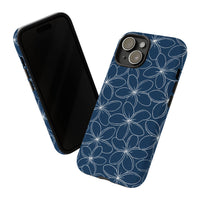 "Plumeria" Phone Case - Blue and White