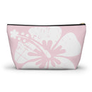 "The Classic Hibiscus" Accessory Pouch w T-bottom - Distressed Pink