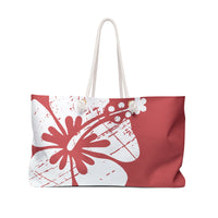"The Classic Hibiscus" Beach Bag - Distressed Red
