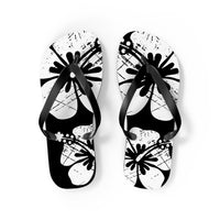 "The Classic Hibiscus" Flip Flop - Distressed Black