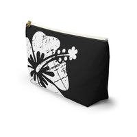 "The Classic Hibiscus" Accessory Pouch w T-bottom - Distressed Black