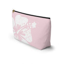 "The Classic Hibiscus" Accessory Pouch w T-bottom - Distressed Pink