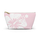 "The Classic Hibiscus" Accessory Pouch w T-bottom - Distressed Pink