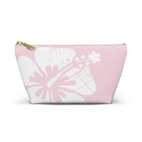 "The Classic Hibiscus" Accessory Pouch w T-bottom - Distressed Pink