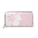 "The Classic Hibiscus" Zipper Wallet - Distressed Pink