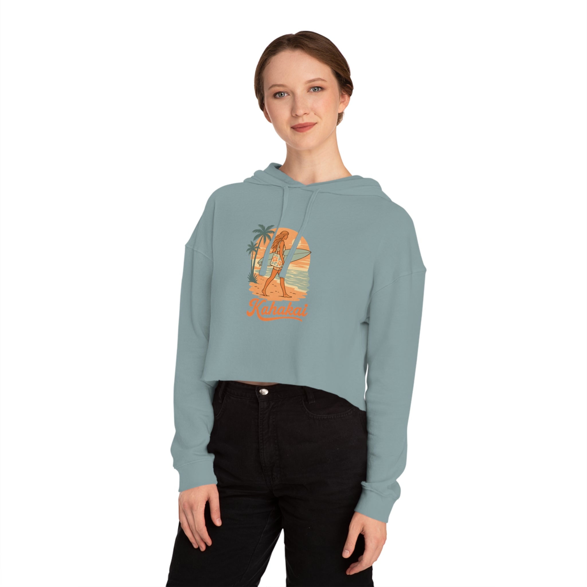 "Surfer Girl" Cropped Hoodie Sweatshirt