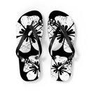 "The Classic Hibiscus" Flip Flop - Distressed Black