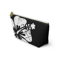 "The Classic Hibiscus" Accessory Pouch w T-bottom - Distressed Black