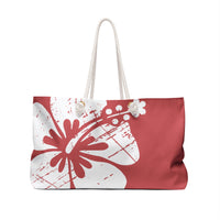 "The Classic Hibiscus" Beach Bag - Distressed Red