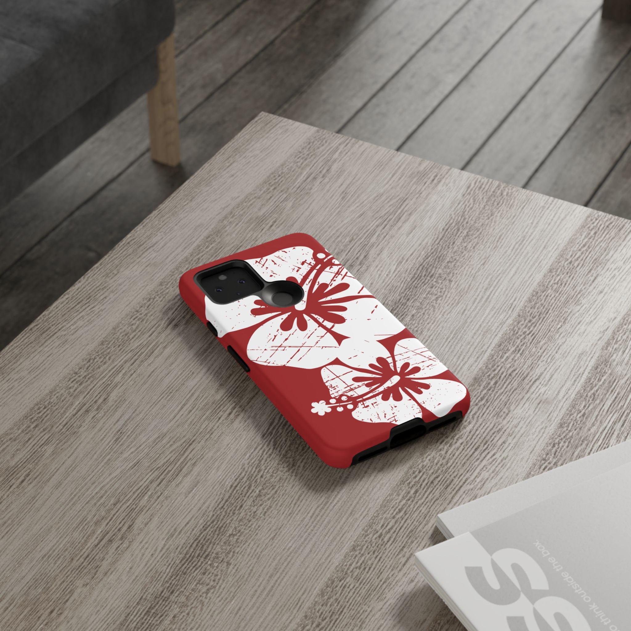 "The Classic Hibiscus" Phone Case -  Destressed Red