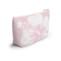 "The Classic Hibiscus" Accessory Pouch w T-bottom - Distressed Pink