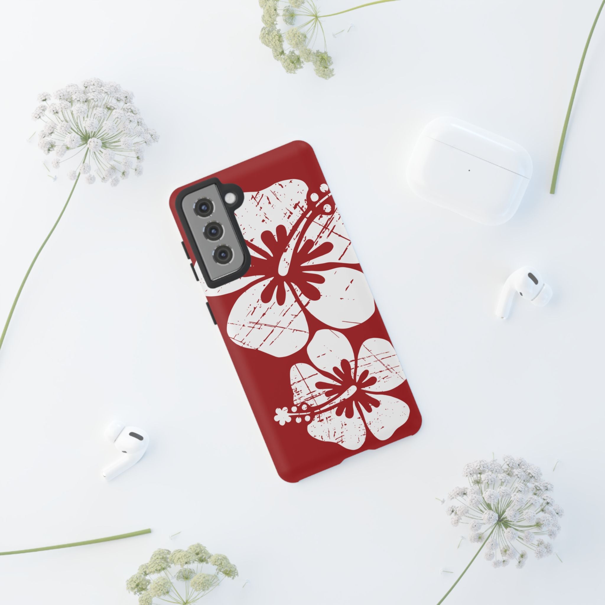 "The Classic Hibiscus" Phone Case -  Destressed Red