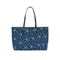 "Plumeria" PU Leather Shoulder Bag - Blue and White