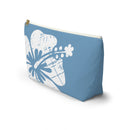 "The Classic Hibiscus" Accessory Pouch w T-bottom - Distressed Blue