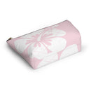 "The Classic Hibiscus" Accessory Pouch w T-bottom - Distressed Pink