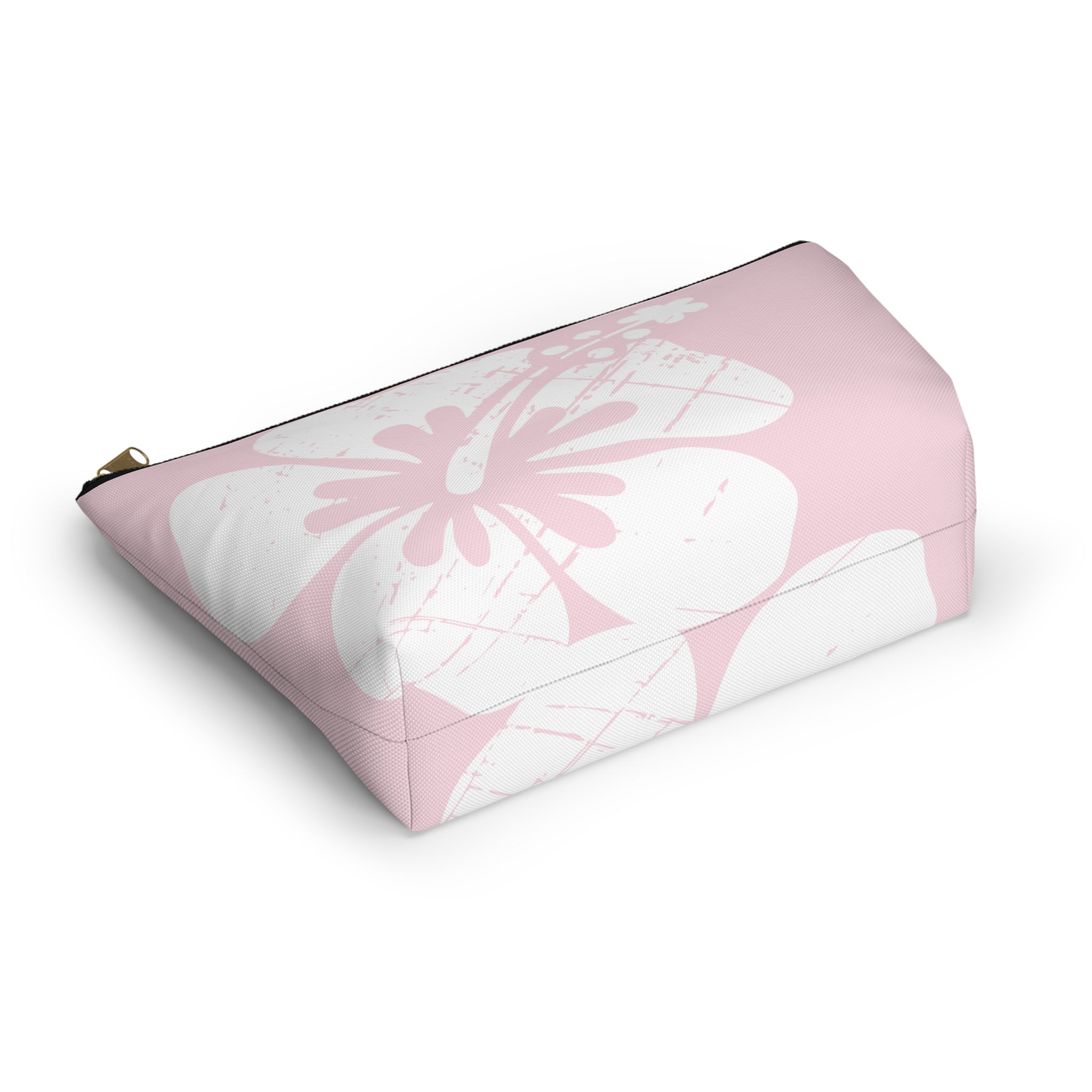 "The Classic Hibiscus" Accessory Pouch w T-bottom - Distressed Pink