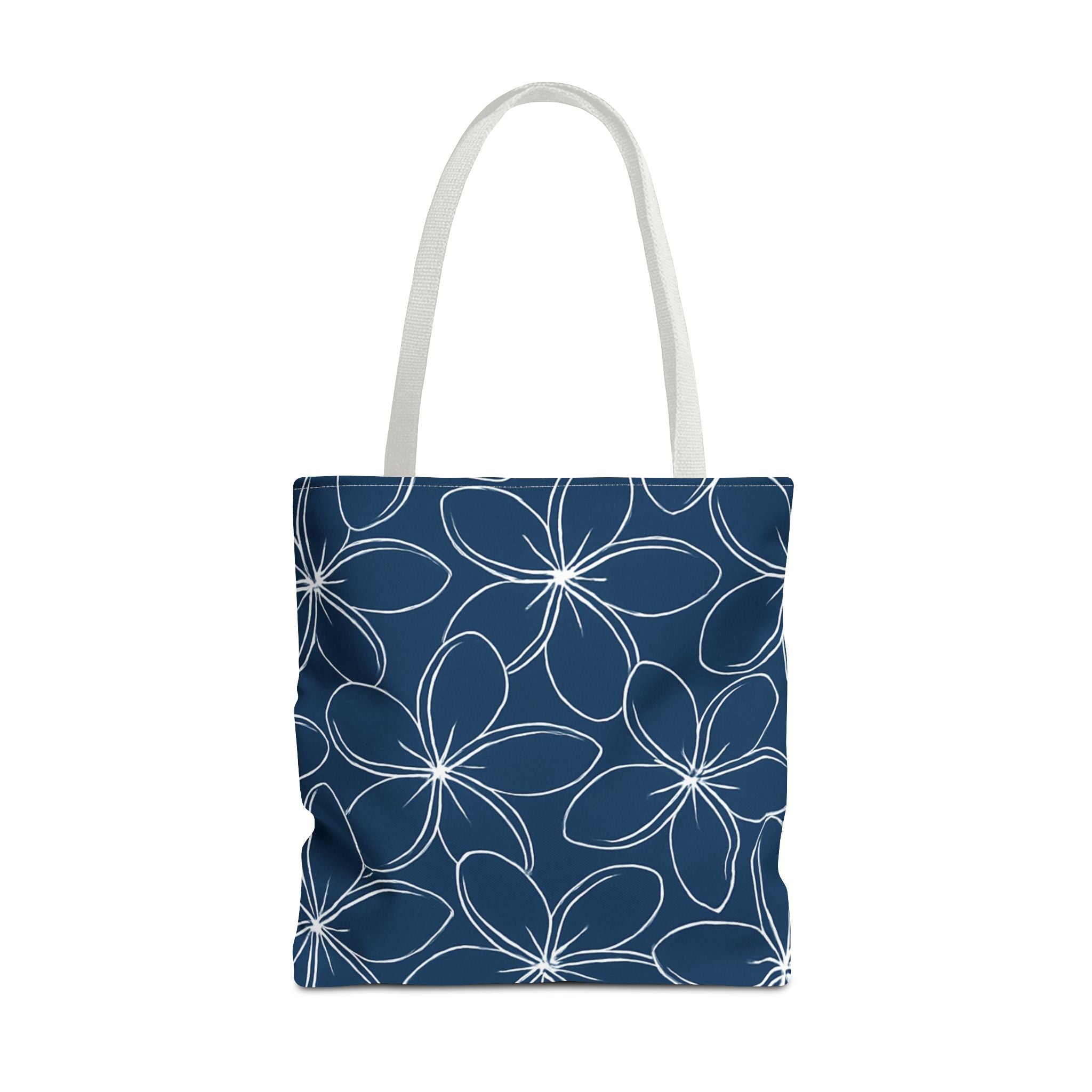 Kahakai Plumeria Tote Bag - Blue and White