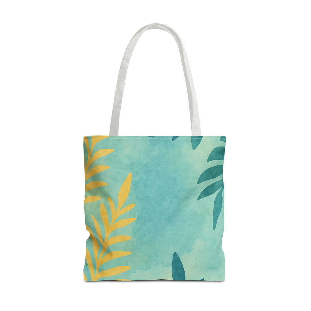 Aqua Palm Drift Tote Bag — Tropical Palm Print Beach Tote