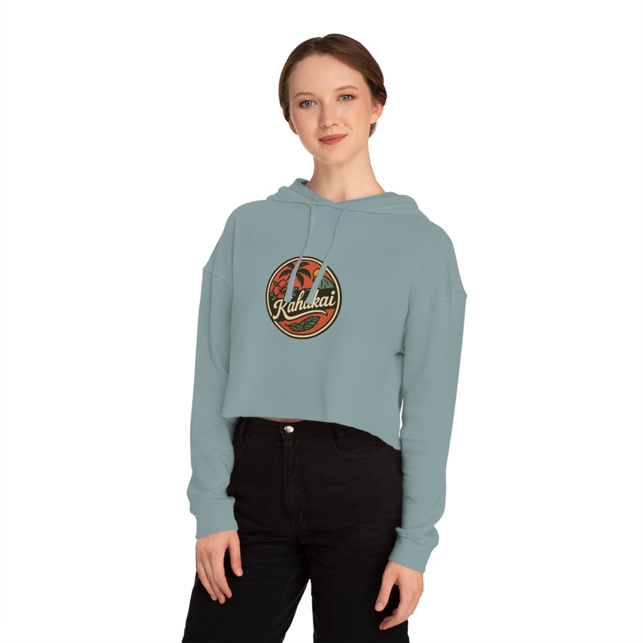 "Kahakai Hibiscus" Cropped Hoodie Sweatshirt