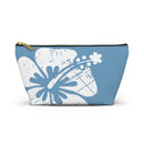 "The Classic Hibiscus" Accessory Pouch w T-bottom - Distressed Blue