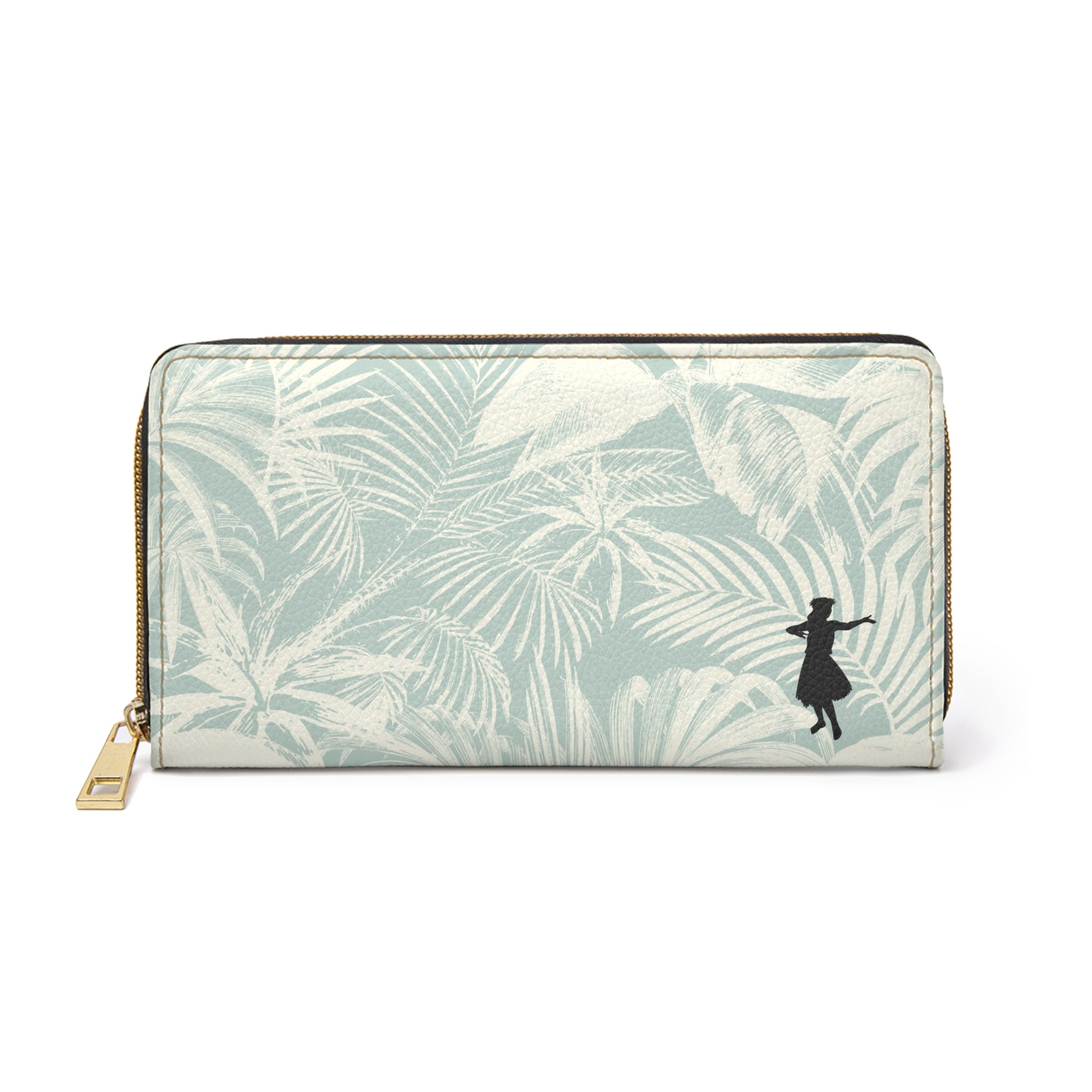 "Blue Palm with Hula Dancer" Zipper Wallet