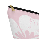 "The Classic Hibiscus" Accessory Pouch w T-bottom - Distressed Pink