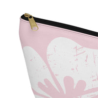 "The Classic Hibiscus" Accessory Pouch w T-bottom - Distressed Pink