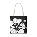"The Classic Hibiscus" Tote Bag - Distressed Black
